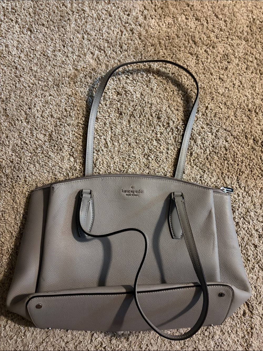 kate spade Taupe Leather Double-Handle Tote